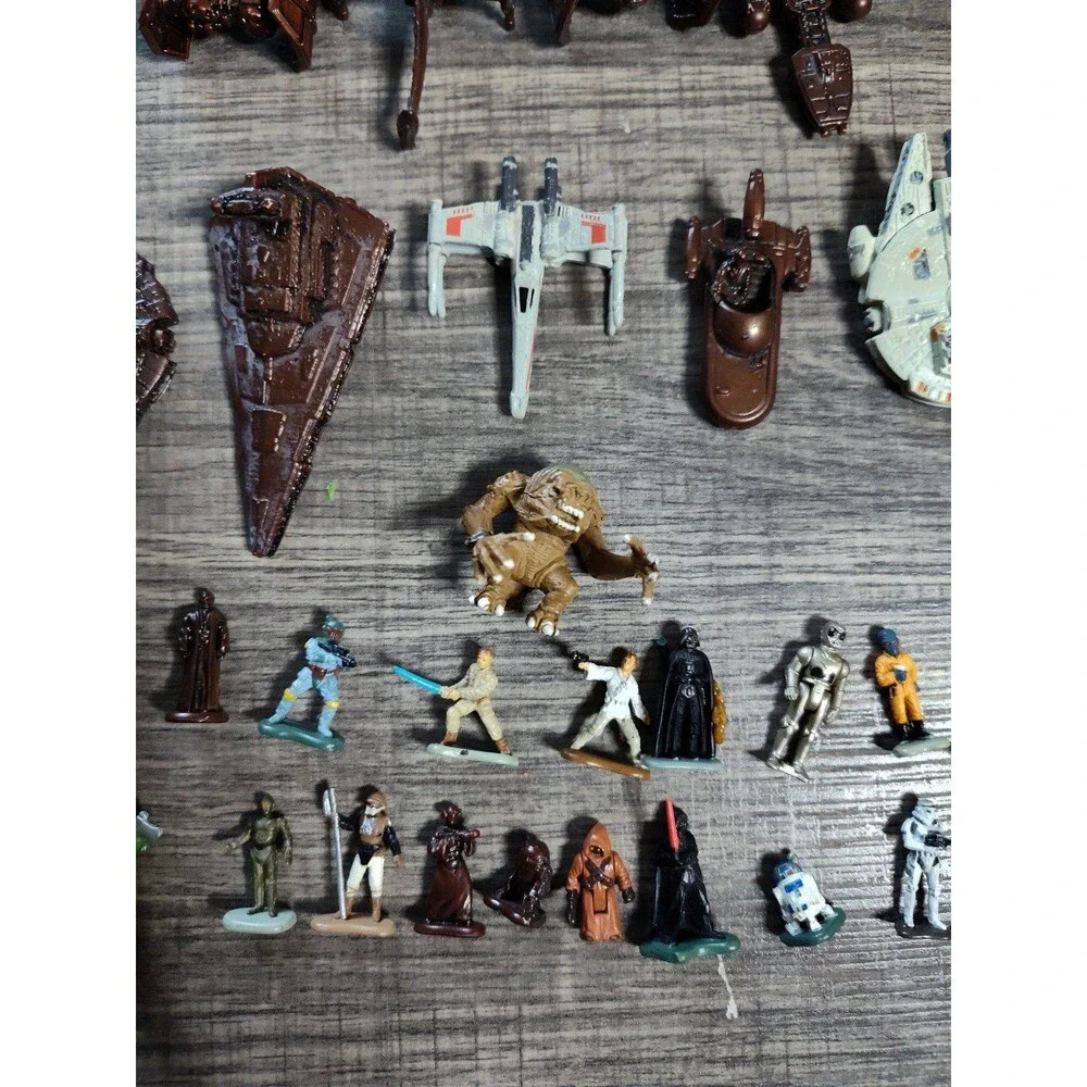 Lot Of Vintage Star Wars Micro Machines Clear  Painted Ships and Figures